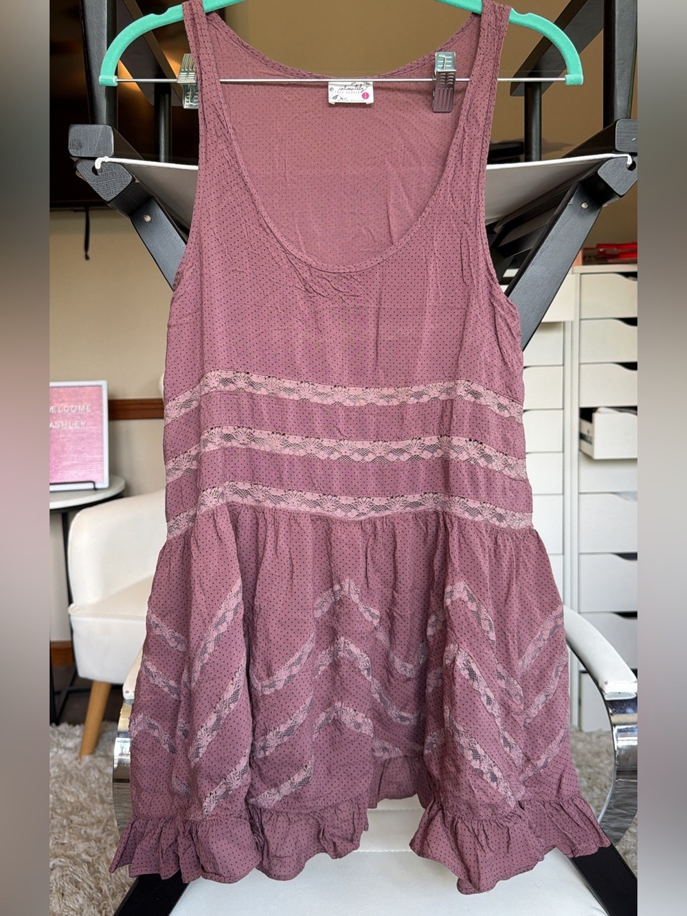 Intimately free people taupe purple tank top
